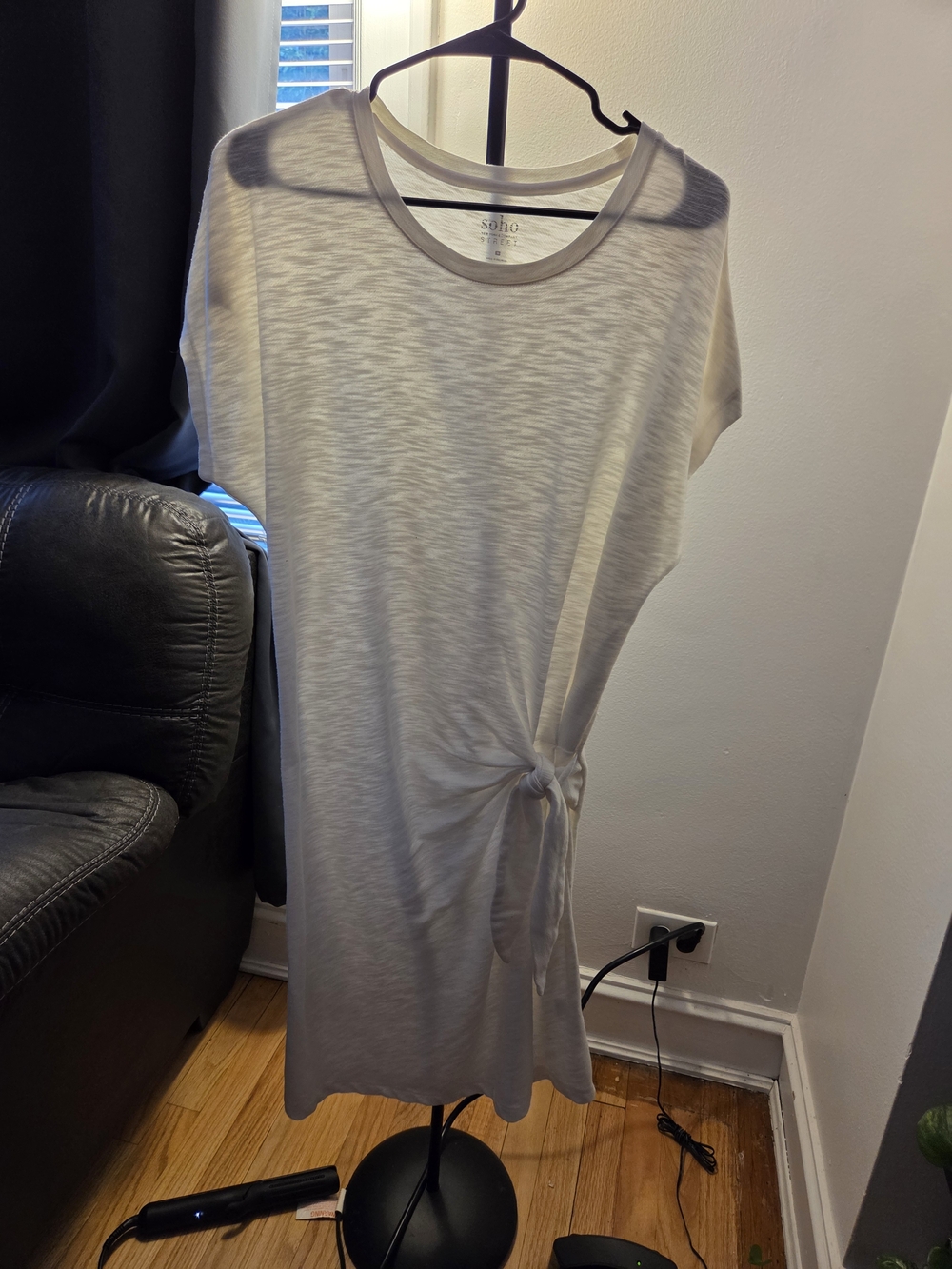 Soho White Tie-Side T-Shirt Dress